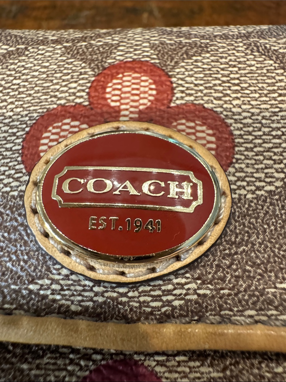Coach Multicolor Floral Signature Canvas Wallet with Tan Trim - Picture 14 of 14